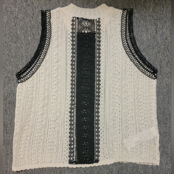 Mango MNG Beige/Black Crochet Lace Tank Top, US M - Picture 3 of 3